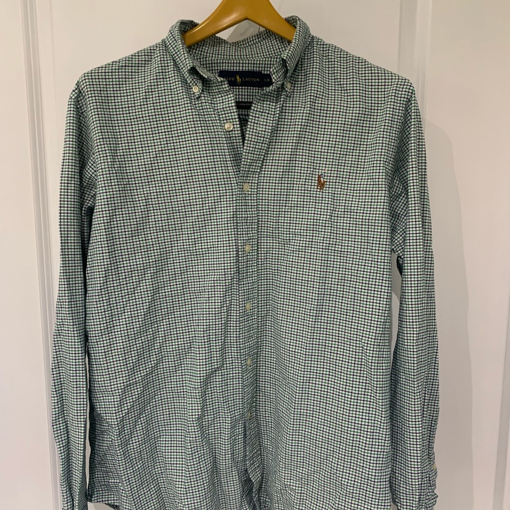 Polo by Ralph Lauren Green Checkered Men's Shirt